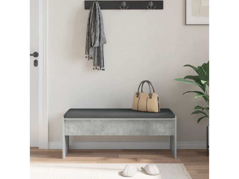  Banc d'entrée, banc interieur avec coussin gris béton 103x38x40 cm  - Conforama D