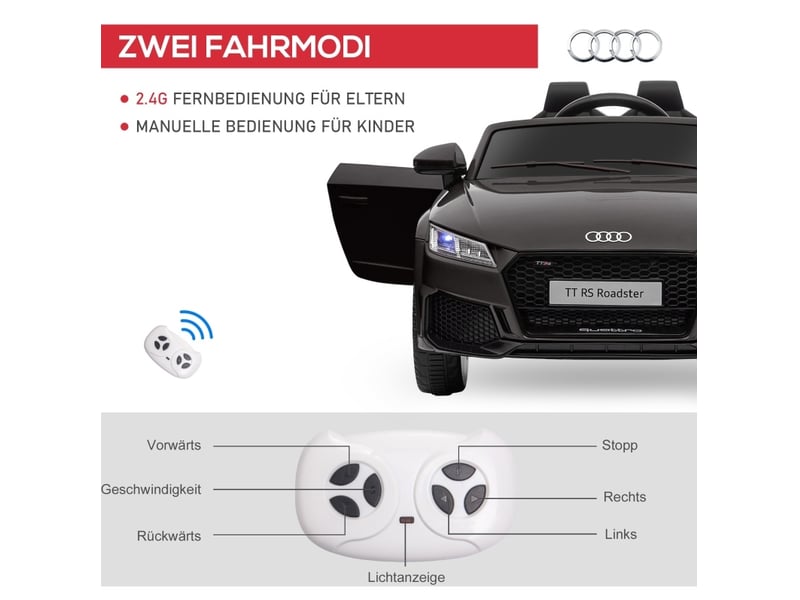  Voiture électrique audi pour enfants 3-5 ans 102x60x44 cm télécommandée noir  - Conforama E