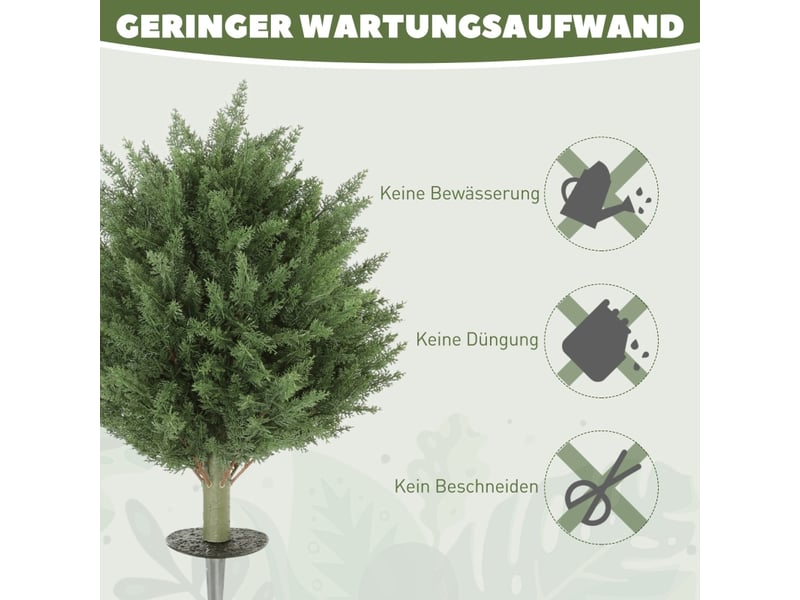  Plante artificielle lot de 2 avec piquet, feuillage dense résistant aux uv pour intérieur et extérieur vert  - Conforama E