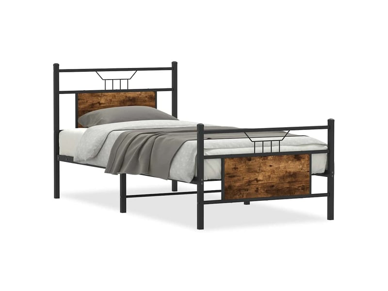  Lit simple- lit adulte -  cadre de lit sans matelas chêne fumé 80x200cm bois d'ingénierie  - Conforama A