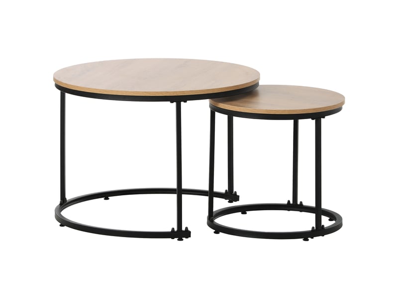  Table basse ronde lot de 2 tables gigognes salon aspect bois mdf 50kg  - Conforama A