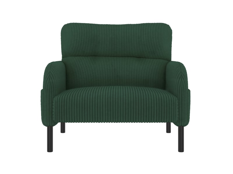  Fauteuil en velours jaune avec assise profonde et poches latérales  - Conforama A