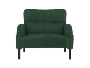 Fauteuil en velours jaune avec assise profonde et poches latérales