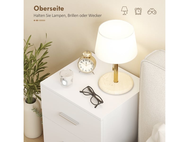  Table de chevet,40x35x60 cm,3 tiroirs,mdf,blanc  - Conforama E