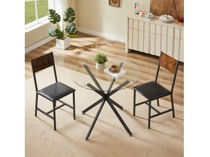 Table à manger ronde 80x80x78 cm – noir – verre trempé, pieds en métal stables pour 1 à 4 personnes