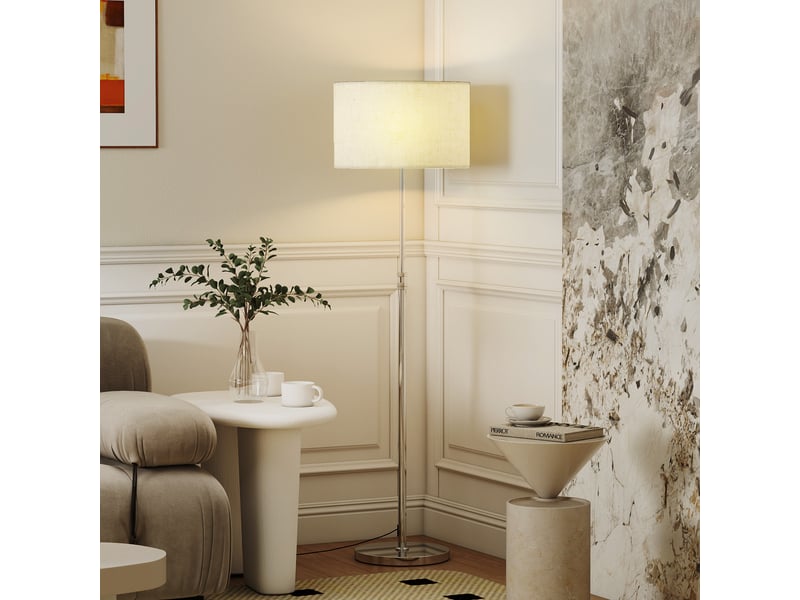  Lampadaire pour salon avec télécommande, hauteur réglable de 133 à 168 cm, argent  - Conforama D