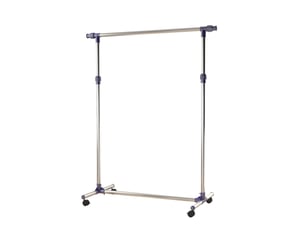 Portant à vêtements télescopique sur roulettes en acier inoxydable – penderie mobile réglable en hauteur (95-170 cm) et longueur extensible (86-160 cm) – argent