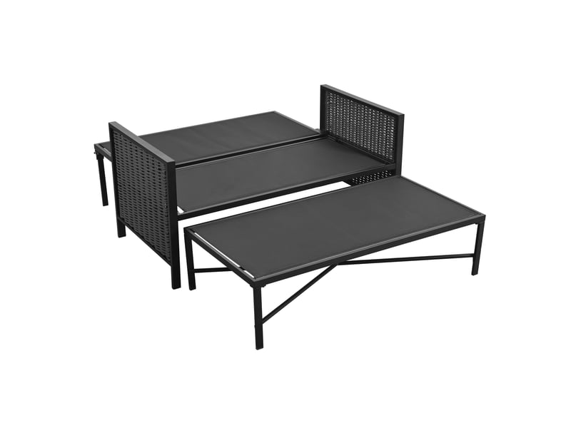 Canapé de jardin 2 places convertible bain de soleil, dossier réglable 5 positions, gris  - Conforama R
