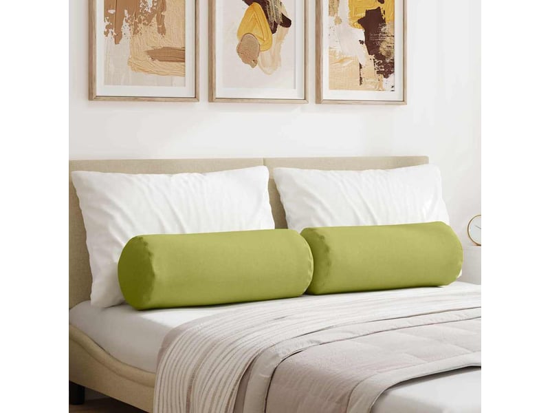 Lot de 2 coussins d'accent, coussins décoratifs, coussins lombaires tissu vert clair ø 25 x 70 cm cf56711  - Conforama B