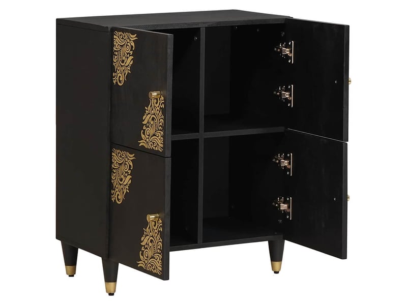 Buffet - bahut - meuble de rangement avec étagère noir 60 x 33 x 75 cm bois de mangue massif  - Conforama A