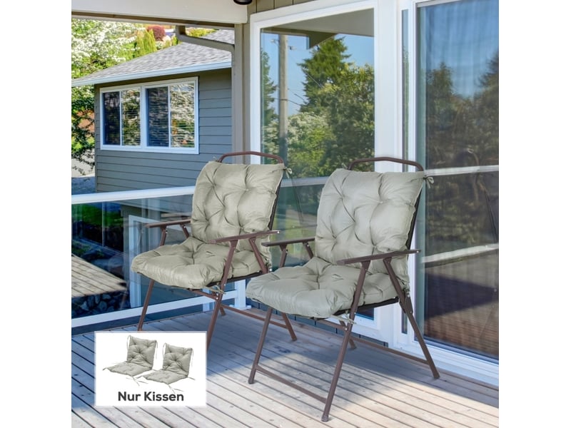  Lot de 2 coussins de chaise 98x50x8 cm avec liens gris clair  - Conforama B