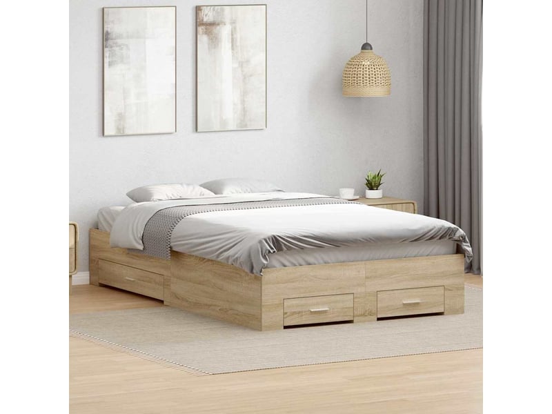 Lit double- lit adulte - cadre de lit avec tiroir marron 120 x 190 cm bois d'ingénierie - Conforama B