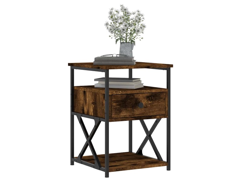  Table de chevet - cabinet de chevet - table de nuit chêne fumé 40x42x55 cm bois d'ingénierie  - Conforama B