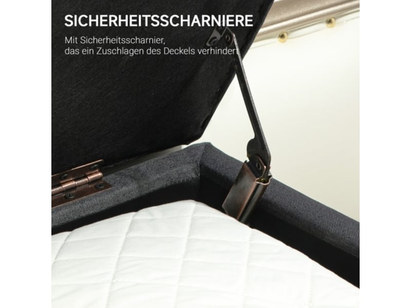  Banc de rangement gris foncé 110x39x45 cm, aspect lin, bois d’hévéa, rembourré  - Conforama D