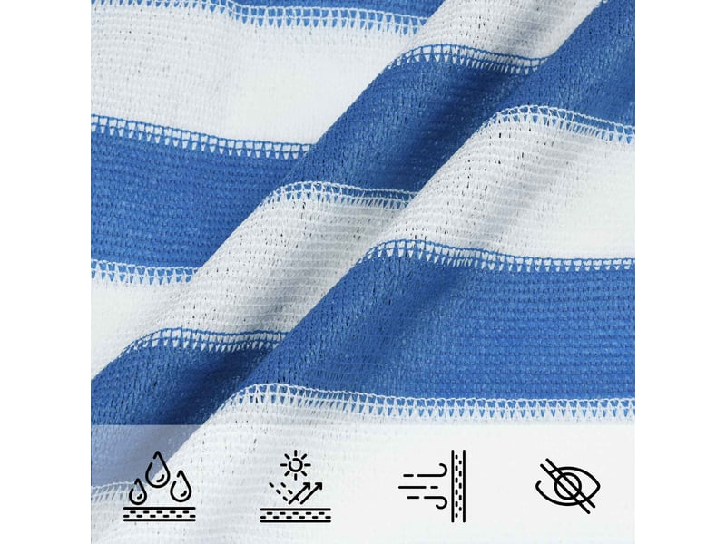 Voile d'ombre - voile d'ombrage - voile parasol 3,6 x 3,6 x 3,6 m hdpe triangulaire bleu et blanc - Conforama D
