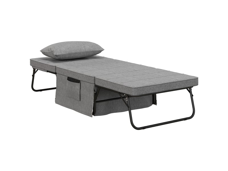  Lit pliant 4-en-1,188x75x38 cm,avec matelas 8 cm et dossier réglable,gris  - Conforama A