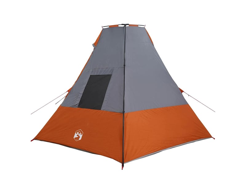 Tente tipi, tente de camping 6 personne imperméable gris et orange taffetas - Conforama E