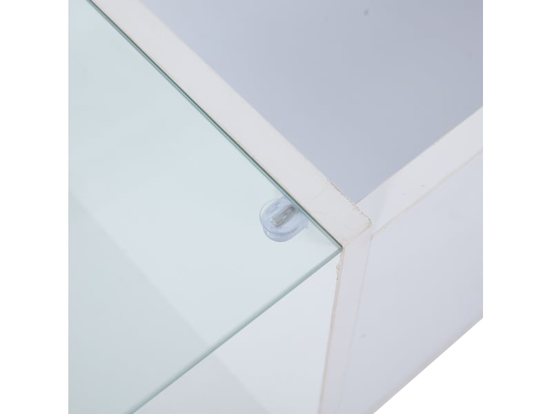  Table basse relevable avec rangement caché, niche ouverte et led contrôlée par app, pour salon, blanc  - Conforama E