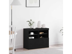 Buffet - bahut - meuble de rangement led noir 81 x 37 x 66,5 cm bois d'ingénierie