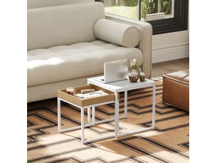 Table basse carré(e) coloris blanc <strong>MIVRAY </strong> <strong></strong> - 45 cmx40 cm