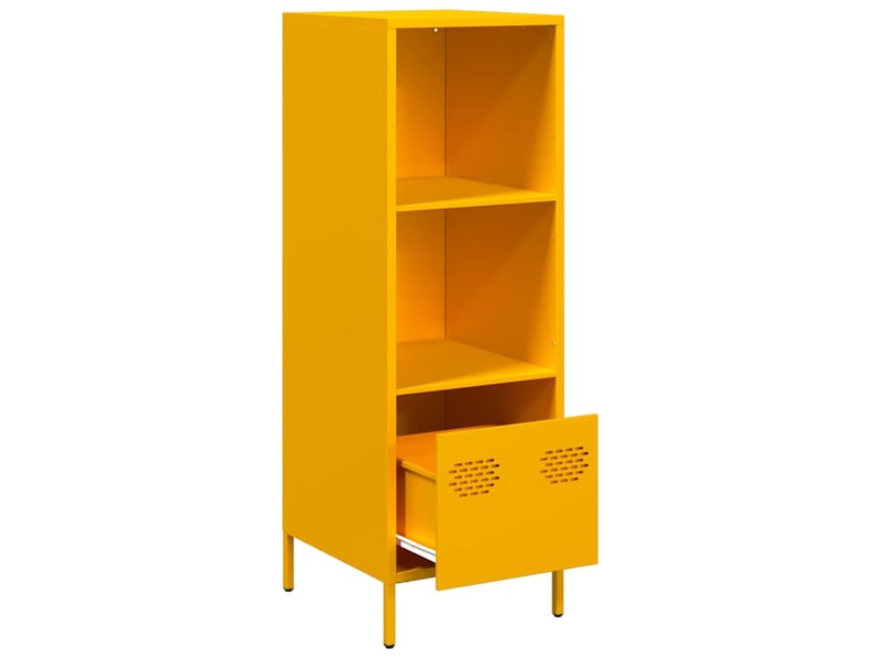  Buffet haut - bahut - meuble de rangement jaune moutarde 35x39x103,5 cm acier  - Conforama D