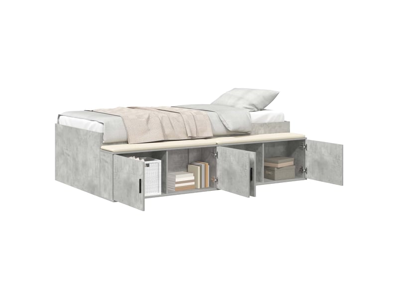  Lit simple- lit adulte -  cadre de lit gris béton 70 x 190 cm bois d'ingénierie  - Conforama A