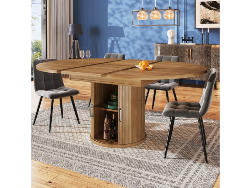 Table à manger à rallonge, 118-158 cm, pouvant accueillir jusqu'à 6 personnes, noyer - Conforama B