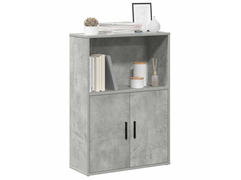  Bibliothèque, meuble de rangement salon gris béton 60x24x85 cm bois d'ingénierie  - Conforama B