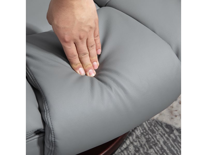  Fauteuil relax avec repose-pieds gris, pivotant à 360 degrés, inclinable à 135°, en similicuir pour salon et télévision  - Conforama E