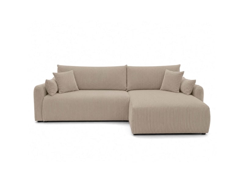  Apoline - canapé d'angle réversible convertible 4 places avec coffre en velours côtelé  - Conforama E