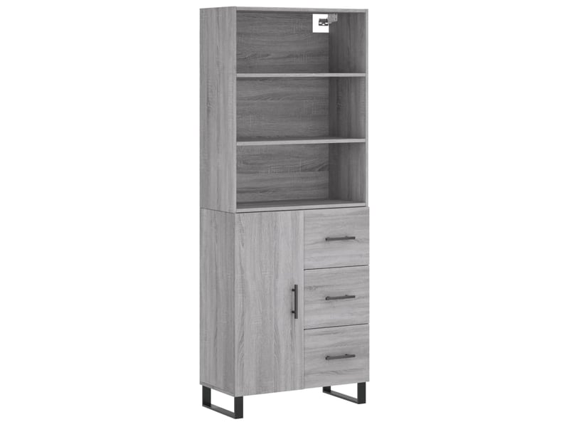  Buffet haut - bahut - meuble de rangement sonoma gris 69,5x34x180 cm bois d'ingénierie  - Conforama A