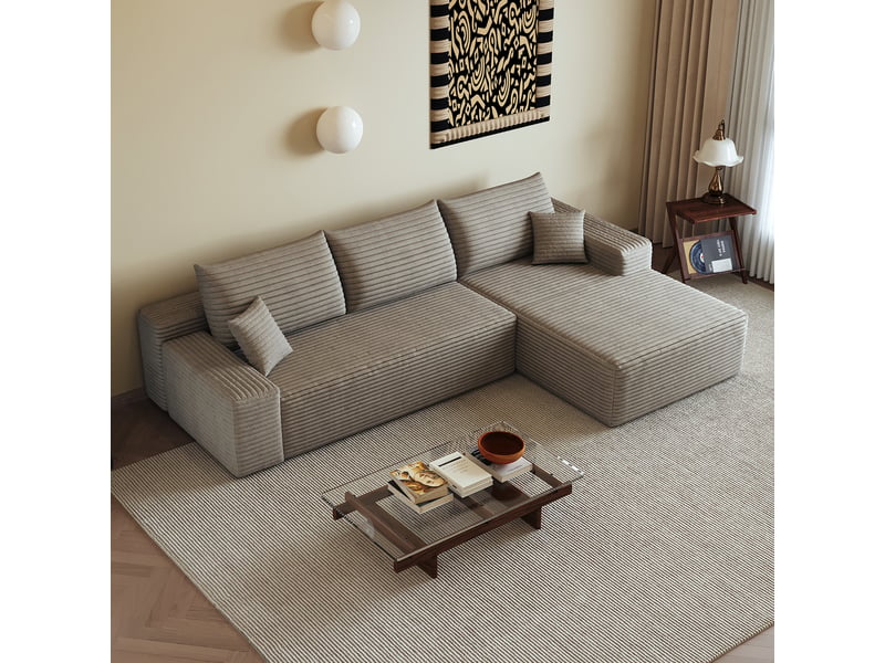 Canapé d'angle, canapé modulable, assise profonde, livré monté, design moderne, 270 cm, pour salon, chambre, camel, appartement - Conforama W