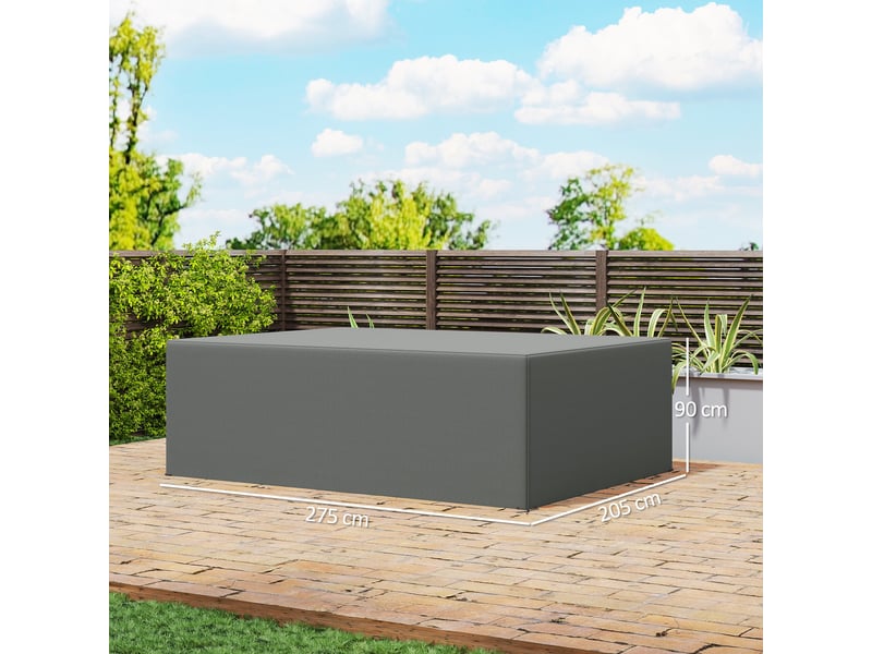  Housse de protection pour mobilier de jardin, résistante à l'hiver et imperméable, en bâche oxford, 275 x 205 x 90 cm, gris foncé  - Conforama E