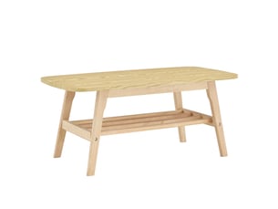 Table basse 100x48x42 cm à double niveau, grand espace de rangement, pour salon, appartement, bois, chic, couleur bois