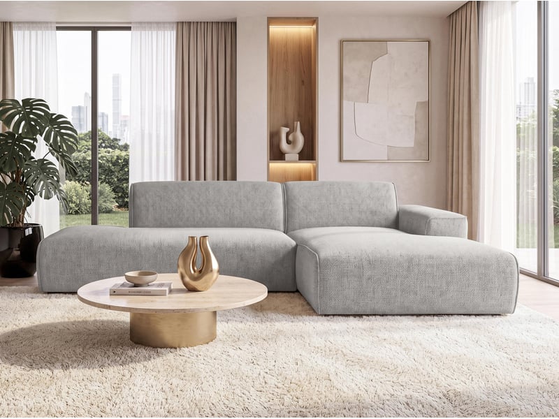 Canapé d'angle moderne didim duo, 288 cm, gris clair, revętement en velours d Didim Duo - Conforama C