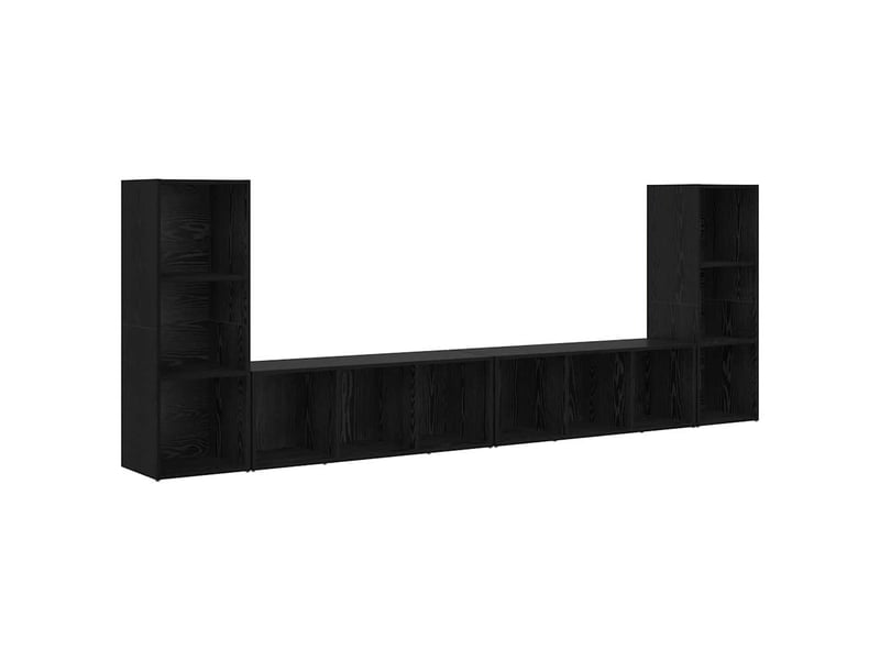  Ensemble meuble tv - banc tv - meuble de rangement 4 pcs chêne noir bois d'ingénierie  - Conforama A