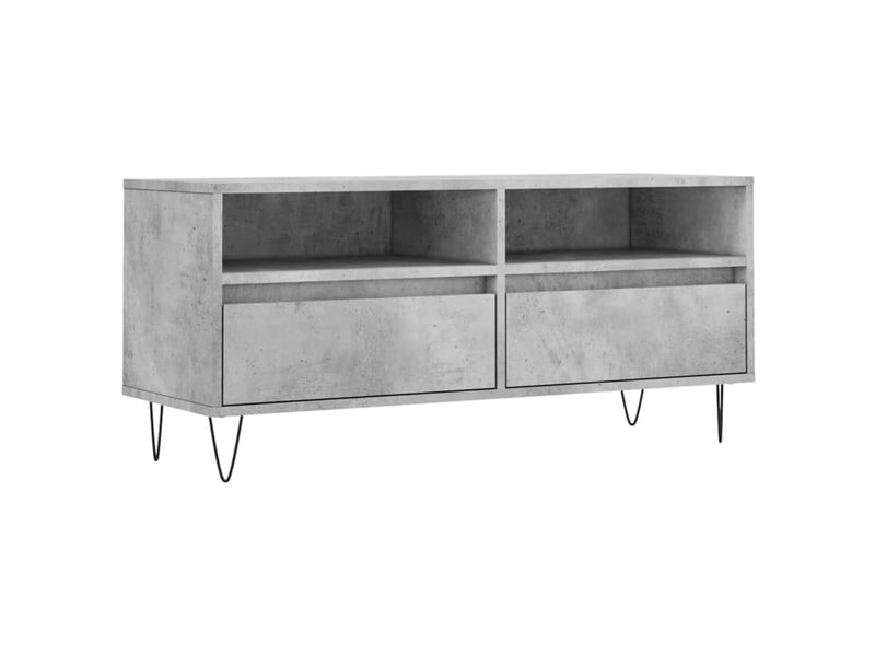  Meuble tv - banc tv - meuble de rangement gris béton 100x34,5x44,5 cm bois d'ingénierie  - Conforama A