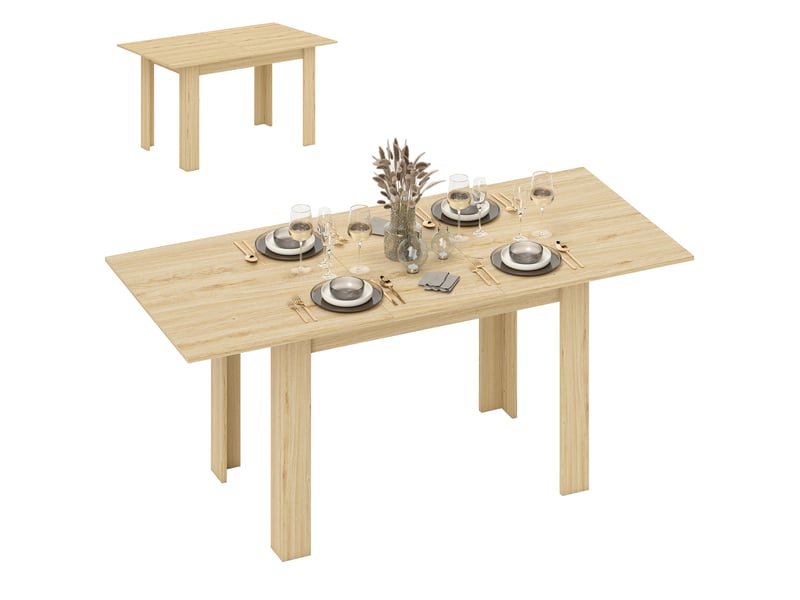 Table de salle à manger extensible pour 6 à 8 personnes, 140-180 x 80 cm, couleur bois - Conforama A
