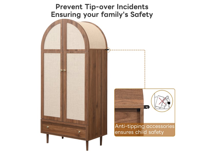 Armoire de rangement avec portes en tissu, penderie, étagères et tiroir pour chambre en mdf 79×50×175 cm bois - Conforama E