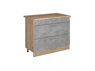 Vicco meuble cuisine, bétonchêne doré, 100cm plan de travail chêne doré