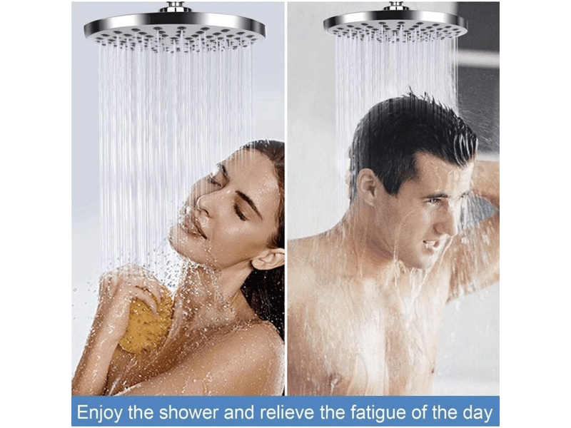  Pomme de douche anti calcaire, tête de douche en acier inoxydable, pommeau de douche à effet pluie, pommeau de douche fixes economie d'eau,  argenté  - Conforama E