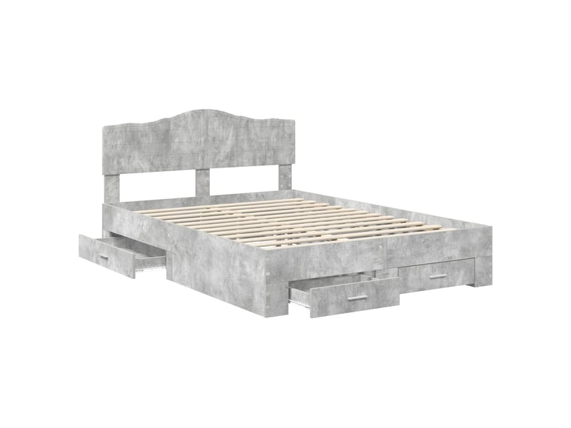 Lit double- lit adulte - cadre de lit gris béton 150 x 200 cm bois d'ingénierie - Conforama D