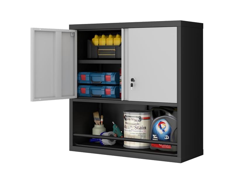  Armoire métallique haute 2 portes avec étagères réglables, rangement cuisine, bureau  - Conforama E