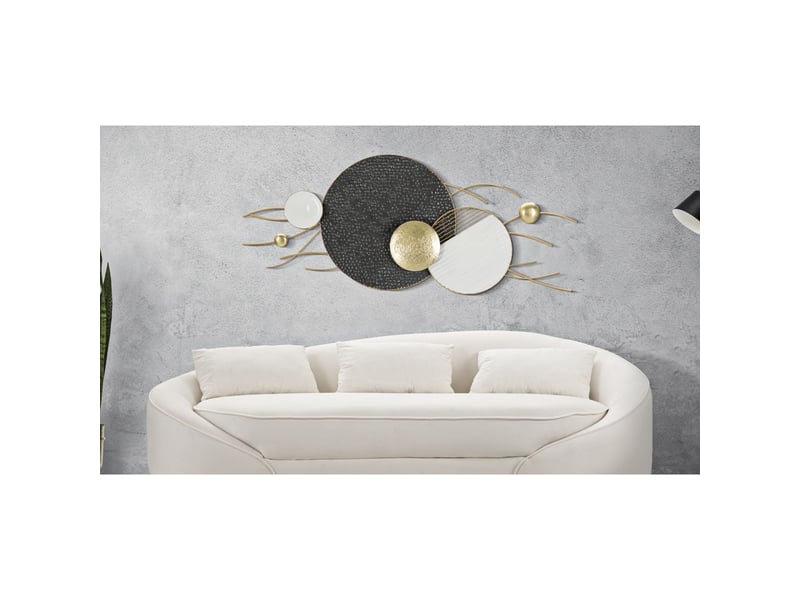 Panneau mural boly en fer avec disques abstraits or, noir et blanc - Conforama E