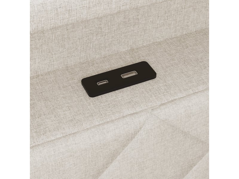  Lit banquette 90x200 cm,avec hydraulique, revêtement,rangements ouverts, éclairage led et usb, lin, beige  - Conforama E