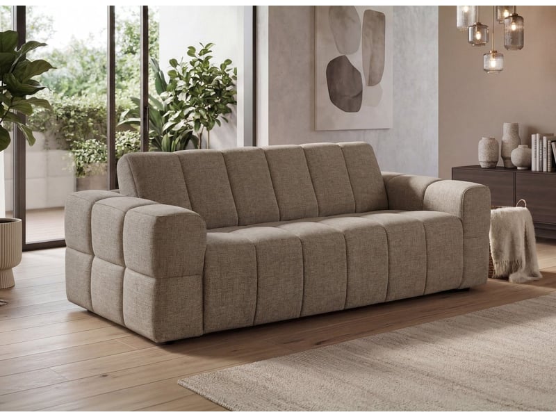  Canapé convertible express 3 places en velours texturé taupe basile KF9067D-3-TAU - Conforama B