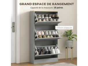 Meuble à chaussures 18 paire(s)  <strong></strong>  <strong></strong> coloris gris