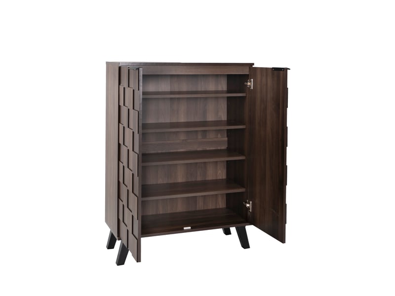  Meuble à chaussures 80x35,5x110 cm avec 4 tablettes réglables, design moderne, panneau de particules, bois  - Conforama D