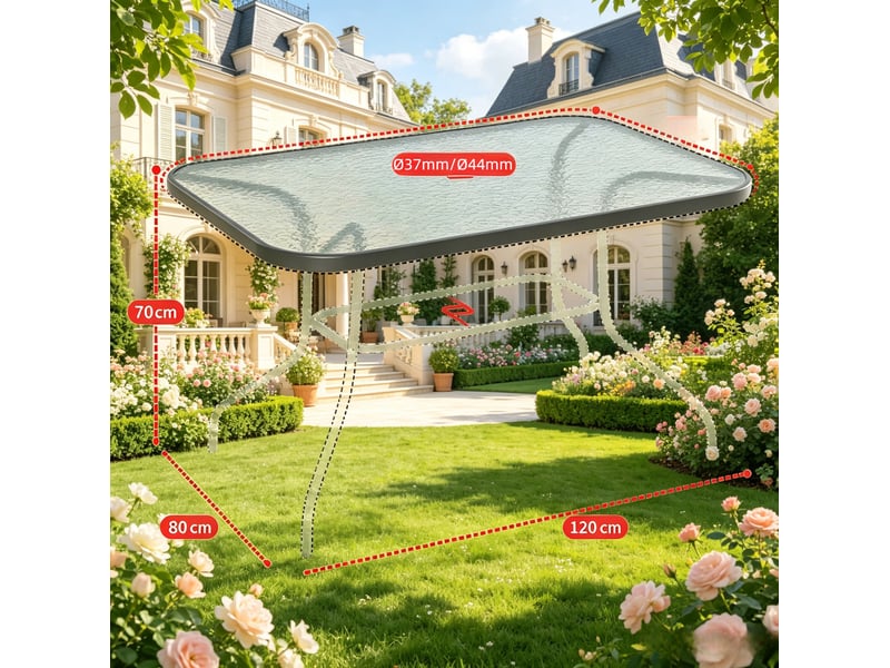  Table de jardin rectangulaire 120 x 80 cm en métal et verre trempé grise  - Conforama C
