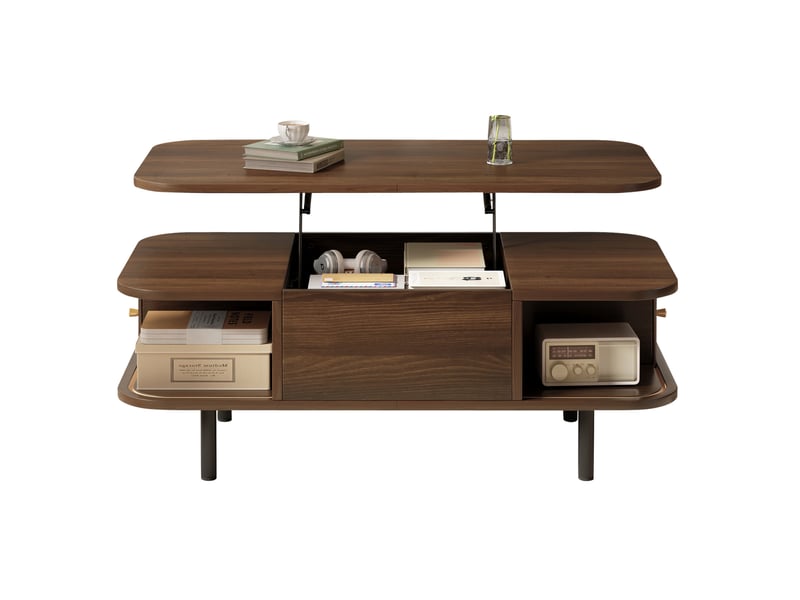 Table basse relevable 101x51x52,5 cm en mdf coloris noyer avec rangement - Conforama A
